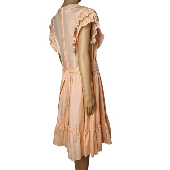 70s Jeri Bee Belted Rockabilly Prairie Square Dance Ruffle Layered Dress Size 16 - Picture 6 of 13